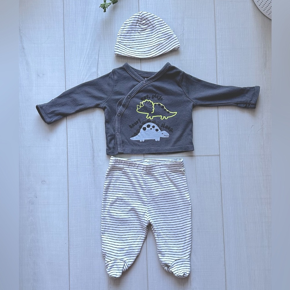 Gerber 3-piece Baby Boys Dino Take Me Home Set - NB